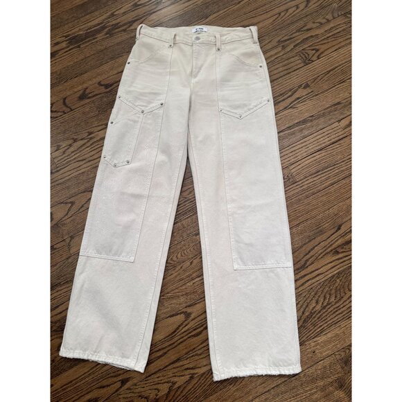 Re/Done Mid Rise Workwear Wide Leg Distressed Vintage White Denim Size 29 - Picture 2 of 3